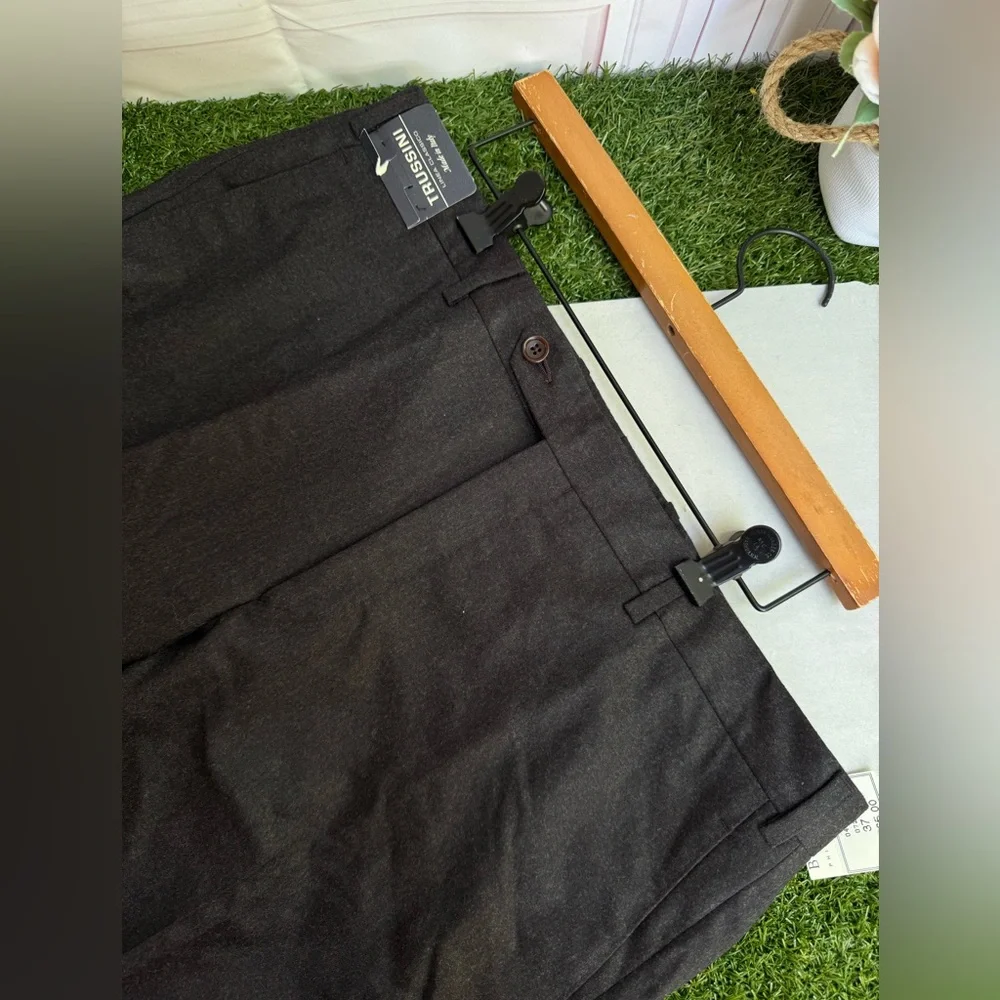Trussini Mens Dress Pants Brown 100% Lana Wool 36 Men's Brown Dress Pants Sz 37